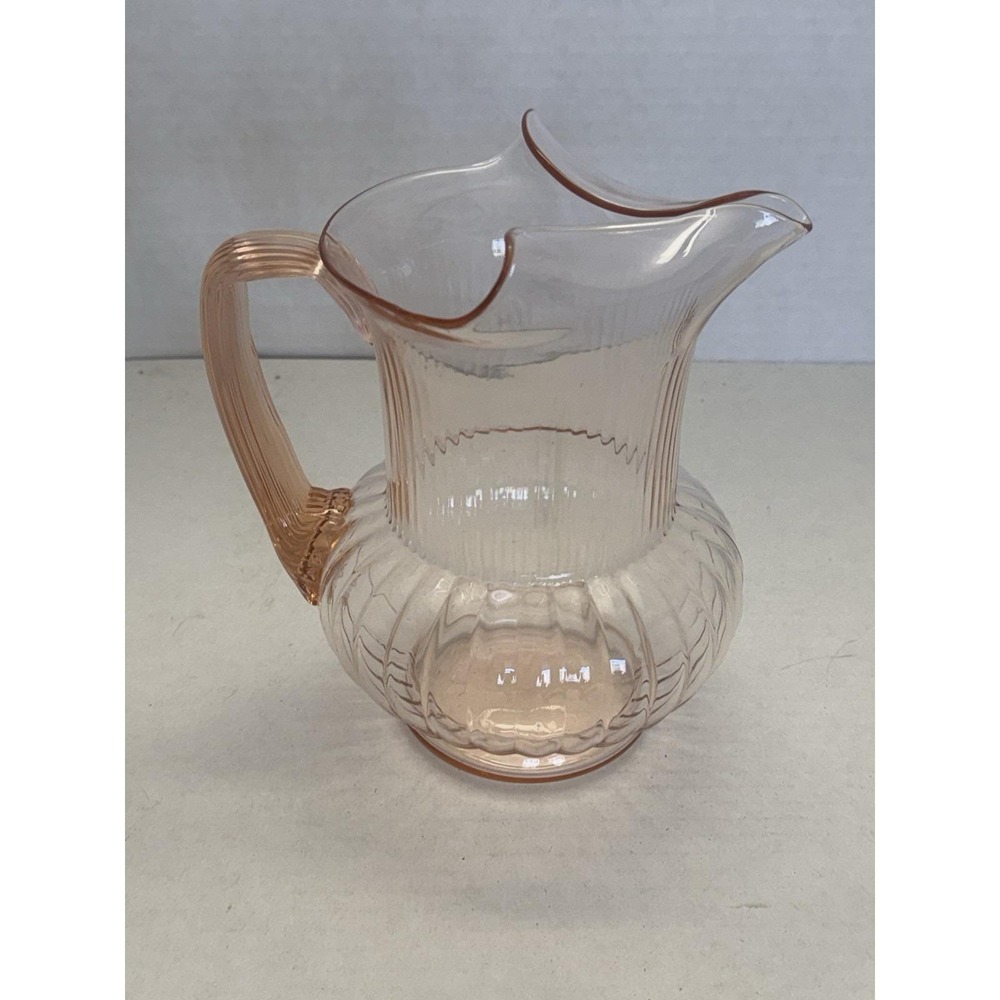 Macbeth Evans Fin Rib Pink Pitcher (Works With Homespun)  Depression Glass
